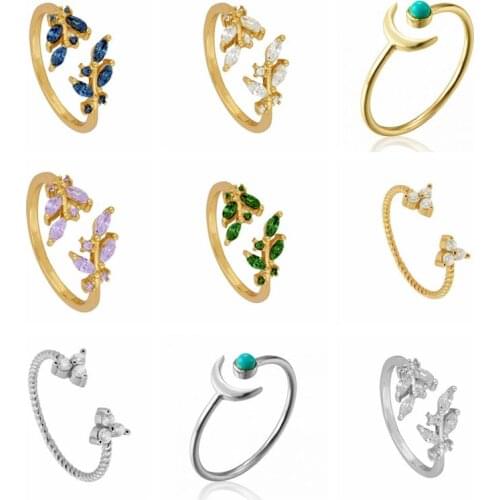 24k Gold-Plated Silver INS Adjusted Rings for Women Exquisite Luxury Tiny CZ Crystal Engagement Wedding Rings Party Jewelry Gift