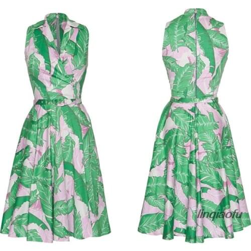 Handmade diy green bottom small fresh leaves pop apparel fabric European and American style cotton printed fabric Half price