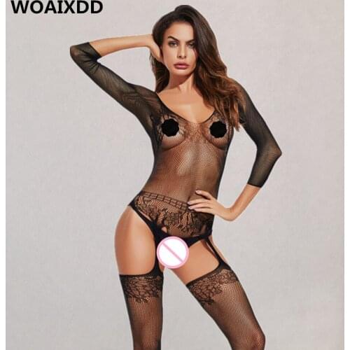 5 Colors Women transparent Open Crotch Bodystocking Sexy Erotic Lingerie Teddies Body suits Crotchless bodysuit sleepwear Tights