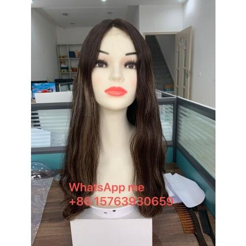 Silk top with ear to ear front lace uniform length base color6 with shades size M European hair free shipping