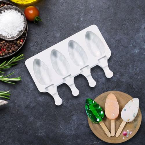 Silicone Ice Cream Mold Kitchen Accessories DIY Homemade Popsicle Barrel Maker Mould 4 Cell Ice Cube Tray Kitchen Gadgets