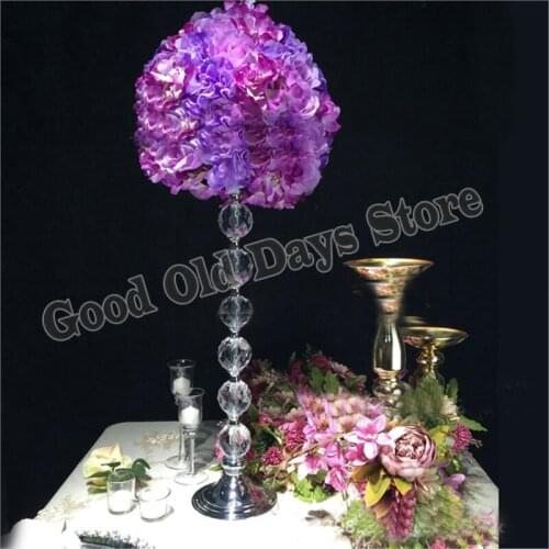 61cm(H) Wedding Flower Stand silver flower vase Crystal Table Centerpiece for wedding decoration