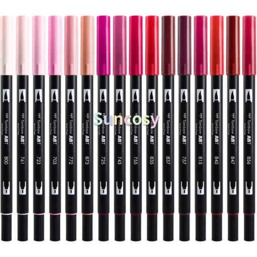 TOMBOW ABT Red dark series, color double headed watercolor brush, soft head brush, for kids, Drawing gel pen Art Supplies