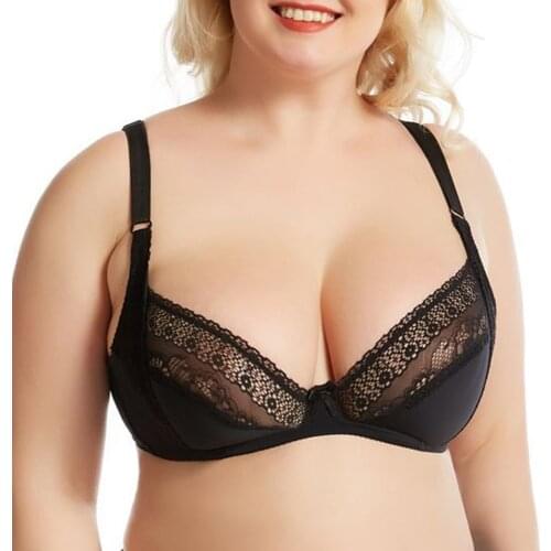 Black Bra Women Thin Lace Bralette for Woman Brassiere Adjustable Full Cup Bras Underwear Girls Plus Size A B C DD E Cup