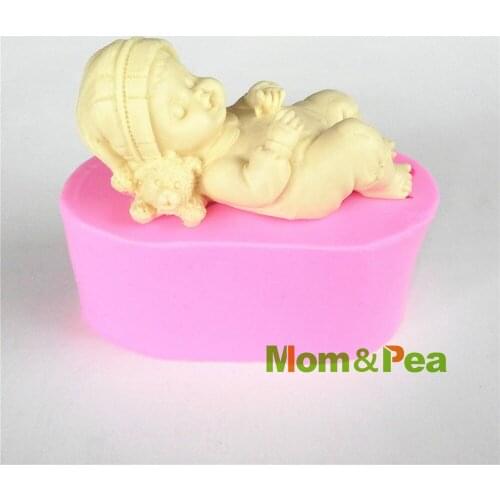 Mom&Pea 0409 Free Shipping Baby Boy Shaped Silicone Soap Mold Cake Decoration Fondant Cake 3D Mold Food Grade Silicone Mould