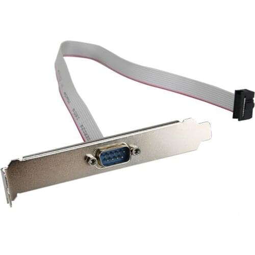 1 Port 28cm DB9 Serial Port Bracket to 10 Pin Header - Low Profile (PLATE 9M16LP)