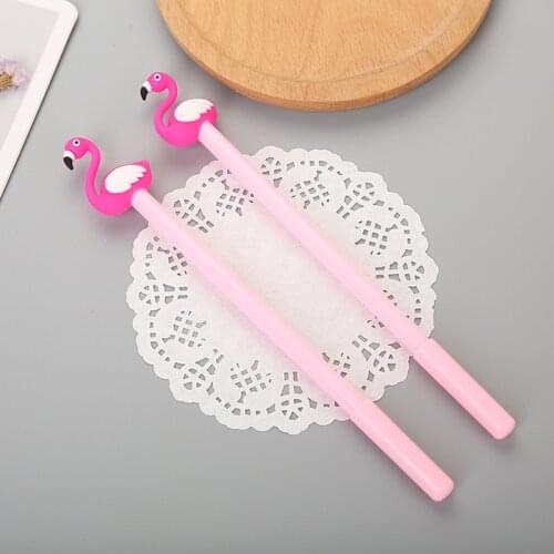 1 Pcs Creative Silicone Head Flamingos Neutral Pen Cartoon Animal Modeling Lovely Learning Stationery Waterborne Pen