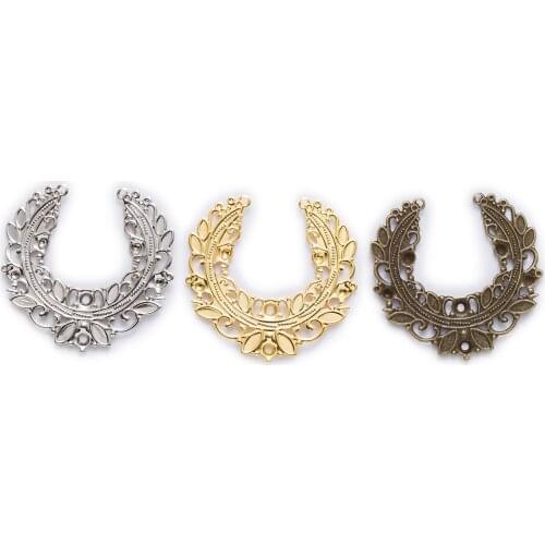 10 Pcs 3 Color Hollow Round Filigree Wreath Connnector Embellishments Findings Jewelry Making DIY 45mm