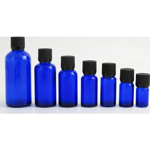 12 x5ml 10ml 15ml 20ml 30ml 50ml 100ml Empty Cobalt blue aroma aromatherapy oil bottle orifice reducer With Tamper Evident Lids