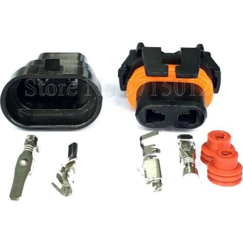 2 Hole DJ9005 Auto Waterproof AC Power Wiring Harness Connector Car HID Cable Plug Light Socket