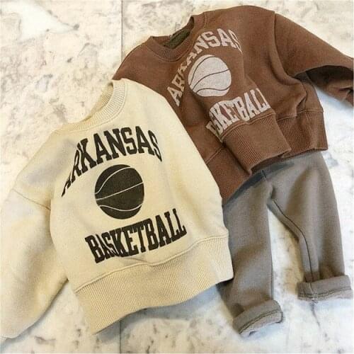 2020 autumn clothes for boys and girls in European and American basketball letters printed fleece sweater20D719