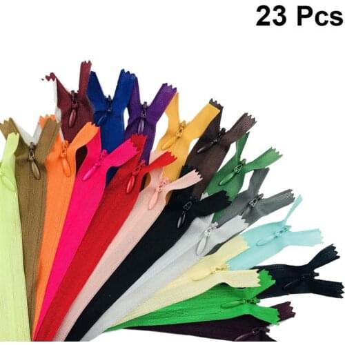 23pcs 25cm Nylon Invisible Conceal Zips Multicolor Zippers Closed Zipper for Sewing (Mixed Color)