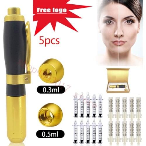 5pcs Hyaluronic Pen 0.3ml & 0.5ml Hyaluronic Acid gun lip filler Mesotherapy Gun no-needle Noninvasive Nebulizer can print logo
