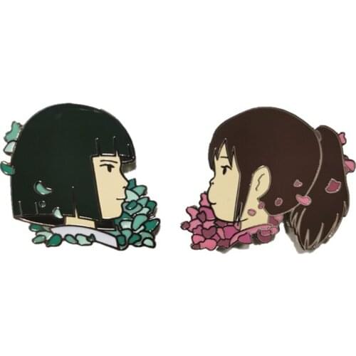 Anime Spirited Away Ogino Chihiro Nigihayami Kohakunushi Metal Badge Brooch Pin Button Bag Decor Acc Collection Limited Props