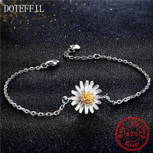 2020 New Arrivals Handmade Chrysanthemum Flower Shape 100% 925 sterling silver Bracelet 925 Fine Jewelry for Women Gift