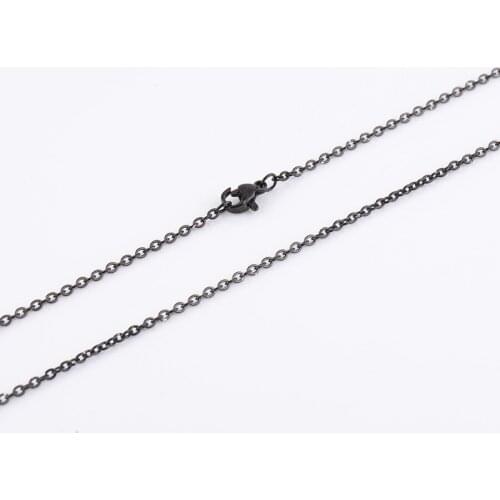 5pcs/l 316L Stainless Steel 2mm Black Color 18'' - 24'' inches Customize Length Rolo Link Chain for DIY Necklace Jewelry Crafts