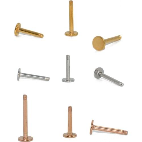 CHUANCI 10 PCS Surgical Steel Internally Threaded Labret Shaft Bar Lip Bar Body Piercing Jewelry