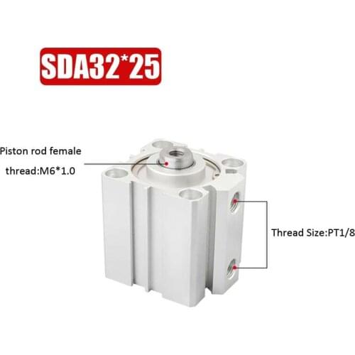 Bore 32MM Stroke 25mm Double Acting Pneumatic Cylinder SDA 32 Compact air Cylinder Female