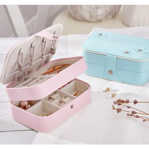 2 Layers Jewelry Packaging Box Earrings Ring Necklace Storage Organizer Protable Jewelry Storage Box Container Case Gift Box
