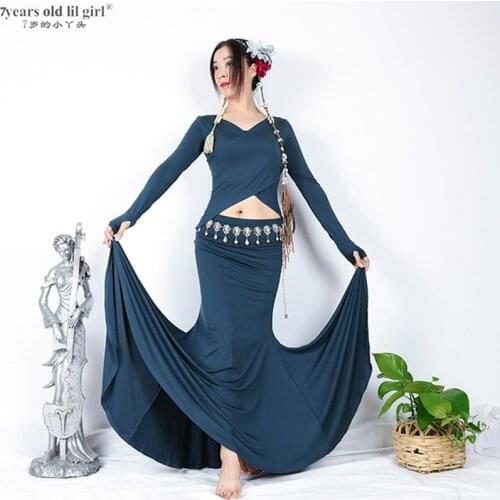 Flamenco Belly Dance Suit Costumes Oriental Performance Set Top+Skirt 2pcs GFF01-04
