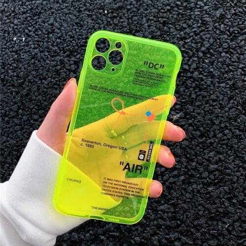 Ins Fluorescence Sport Brand White label Phone Case for iPhone 12 mini 11 Pro X XS MAX XR 7 8 Plus Clear Soft Silicon Cover Capa