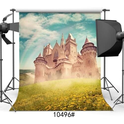 Photography Backdrops Castle Rainbow Flowers Blue Sky 3D Backgrounds for Photo Studio Baby Shower Children and Kid Photophone