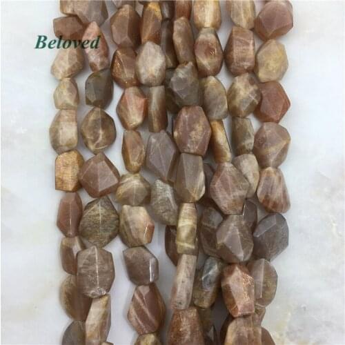 Freeform Faceted Flash Moonstone Slice Loose Beads, High Quality Sunstone Gems Strand Beads For Jewelry Making, BG18093
