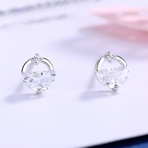 Personality Design Silver Plated Round Earring Fashion Women CZ AAA Zirconia Earring Charm Women Anti Allergy Daily Wear Jewelry