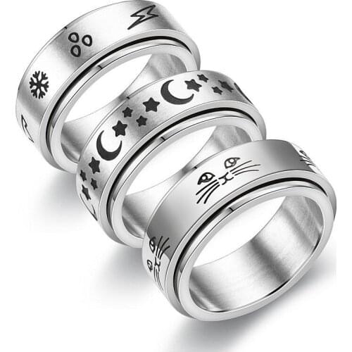 Ring Sun Moon Starts Pattern Rings for Women Korean Fashion Wedding Anniversary Jewelry Accessories Gift Size 6 7 8 9 10 11