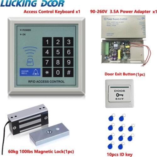 LUCKING DOOR RFID Proximity Card 125KHz Door Access Control system Entry System 100lbs Magnetic Lock Kit