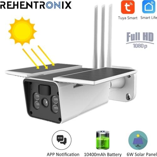 Outdoor WiFi Solar Battery Camera 1080P HD Wireless 10400mAh Battery Powered Security Camera IP66 Waterproof Tuya WiFi Camera