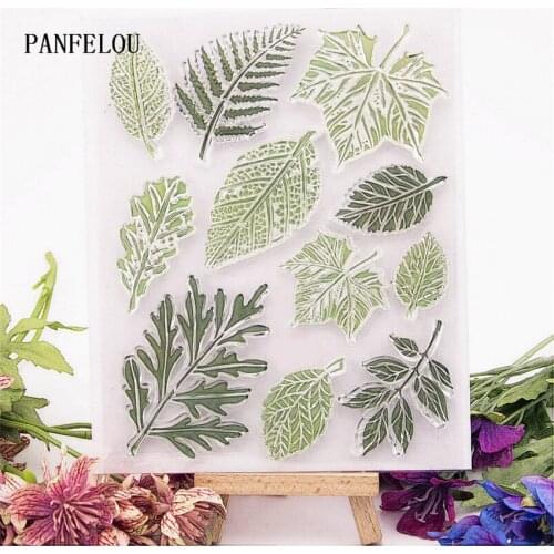 PANFELOU Simple leaf puzzle Transparent Silicone Rubber Clear Stamps cartoon for Scrapbooking/DIY Easter wedding album