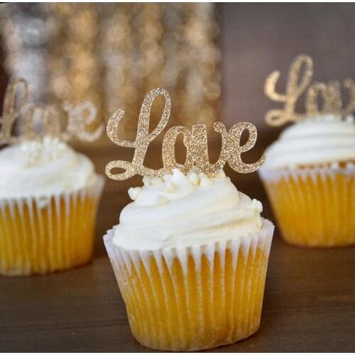 Custom Bridal Glitter Brunch Decor Bridal Shower Decorations Love Cupcake Toppers Wedding paty Personalised milestones birthday
