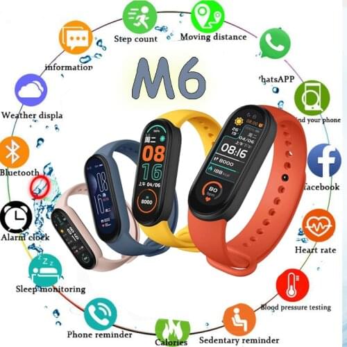 M6 Smart Watches Men Womens Smartwatch Heart Rate Fitness Tracking Real-Time Weather Sports Bracelet For IPhone Xiaomi Watch