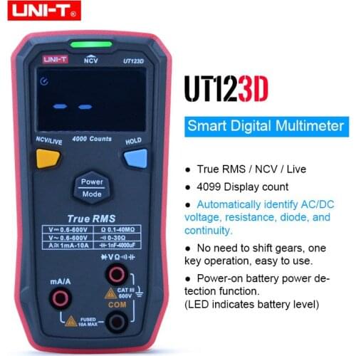 UNI-T UT123D Digital multimeter true rms NCV/Live wire AC/DC voltage current Capacitance diode Meter EBTN Display Measurement