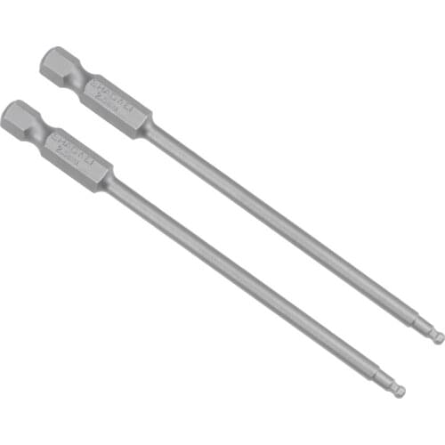 Uxcell 2 Pcs Ball End Bits 1/4 Inch Hex Shank 100mm Magnetic H2.5 Head Screwdriver Bit for Manual Electric Screwdriver