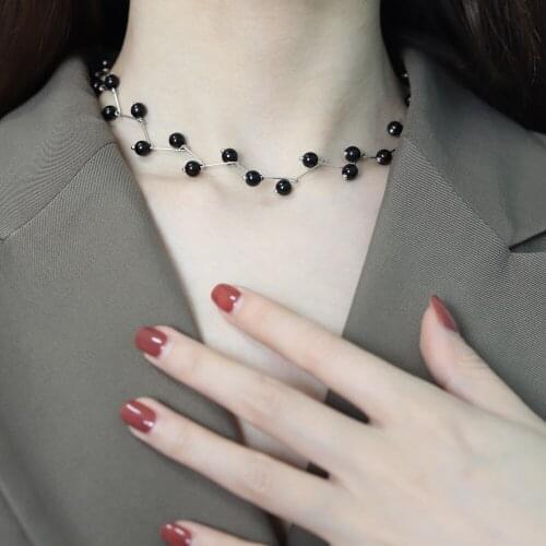 Trendy Elegance Statement Short Necklace Charm Pearl Bead Choker Necklace for Women Pearl Clavicle Chain Bridal Wedding Jewelry