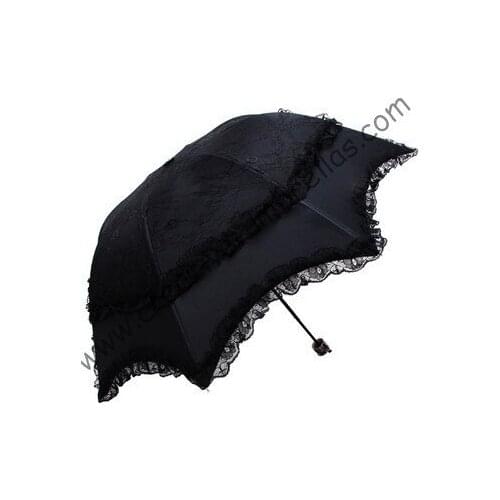 Princess umbrellas,100%sunscreen,UPF>50+,ladies'parasol,8k ribs,black silver coating,pocket parasol,UV protecting,arched lacing