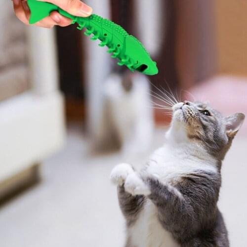Pet Cat Toothbrush Shrimp Shaped Silicone Mint Toothbrush Pet Toy Interactive Kitten Toys Cat Catnip Cleaning Teeth Pet Supplies