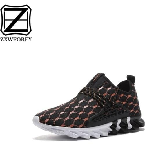 ZXWFOBEY 2019 New Mesh Men Casual Shoes Lac-up Men Shoes Lightweight Comfortable Breathable Walking Sneakers