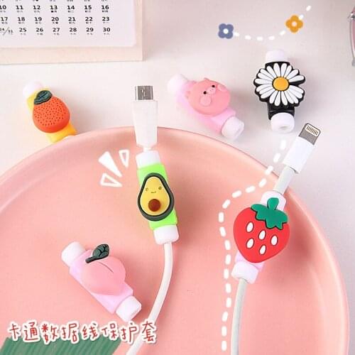 10pcs/lot New Fruit USB Cable Earphone Protector Headphones Line Saver For iPhone Charging Line Data Cable Protection