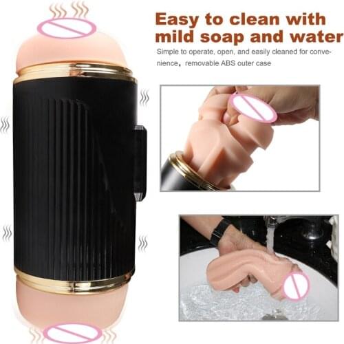 10 Vibration Male Masturbator 2 in 1 Realistic Channel Electric Masturbating Cup Pocket Sex Toy for Men