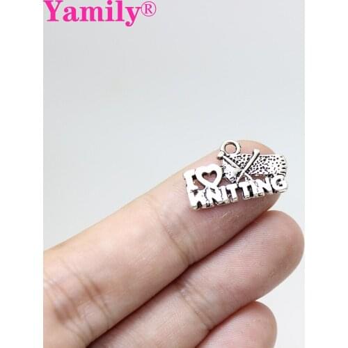 15pcs--13x20mm Antique silver tone I Love Knitting Charms pendant for diy jewelry making