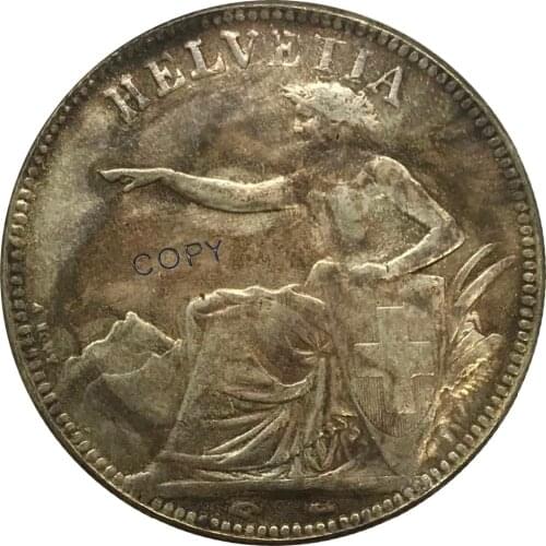 1850 A Switzerland 5 Francs Cupronickel Plated Silver Copy Coin