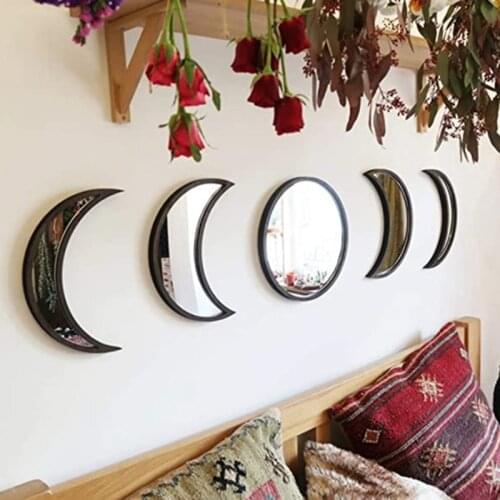 5pcs Moon Phase Decorative Mirror Wall Stickers Wall Decal Home Decoration Living Room Balcony Posters