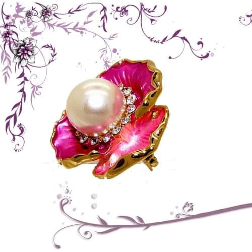 Free Shipping Fashion Elegant Flower Pearl Brooch Rhinestone Pink Purple Blue Brooches Pins For women Wedding Dresses X0801