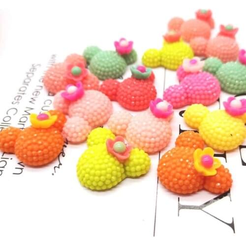 30pc Mixed Color Resin Bear Bead Flat Back Beads DIY Crafts Mobile Phone Decoration Scrapbooking Baby Hair Pin DIY Accessories