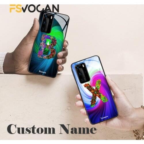 Customized Name Flowers Case For Huawei P30 P40 P20 Lite E Pro Honor 10 10i Mate 20 30 Plus 8X 9X Nova 5T Initials Phone Cover