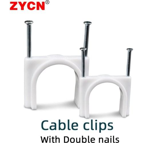 Double Nail Round Plastic Cable Clips Wire Fixed Water Pipe Large Line Card Network U Type Wall Buckle 30/32/35/40/50mm Strong