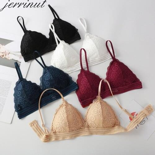 Jerrinut Womens Underwear Bra Sexy Lace Bralette Push Up Brassiere Lingerie Soutien Gorge Femme BH Crop Top Wireless Bra Linger
